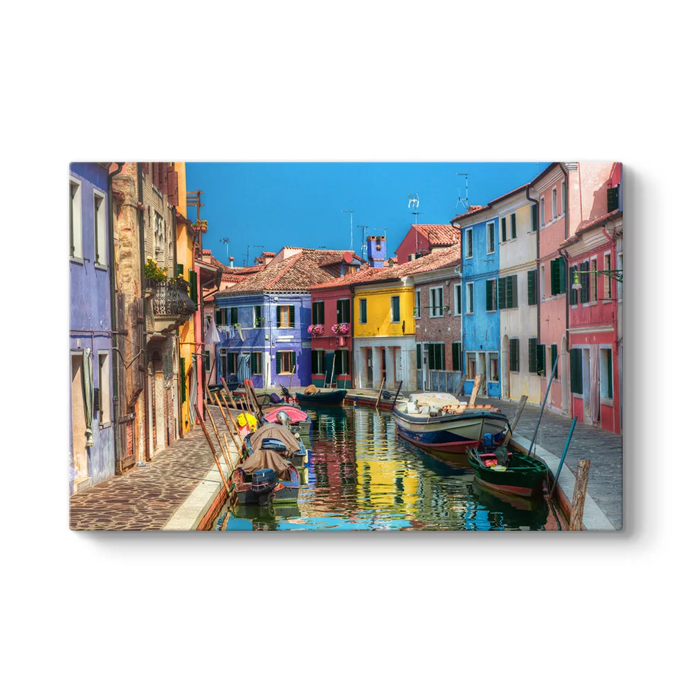 Burano Renkli Evleri Tablosu - Model 1